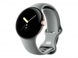 Google Pixel Watch - Champagne Gold - intelligente Uhr mit Band - Flouroelastomer - Hazel - Bandgröße: L - 32 GB - Wi-Fi, NFC, Bluetooth - 4G - 36 g